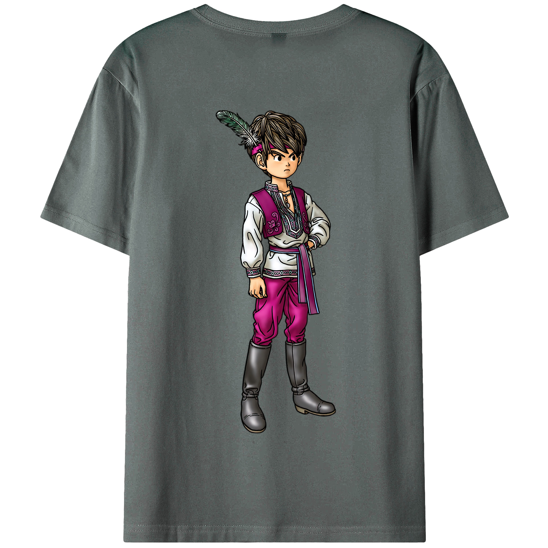 （画像用） ドラゴンクエスト Doragon Kuesuto Dragon Quest 綿100％半袖Tシャツ（背面プリント）